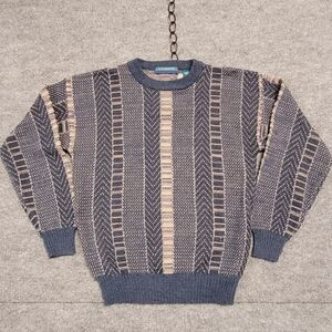CLAYBROOKE M VINTAGE Navy and Beige Crewneck Sweater